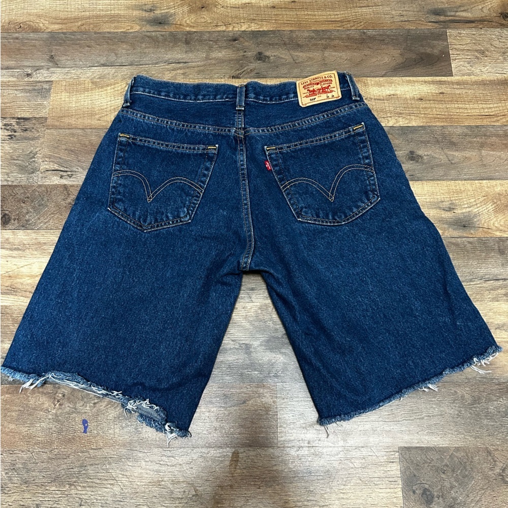 Levi's Dark Blue Denim Frayed Shorts 14H